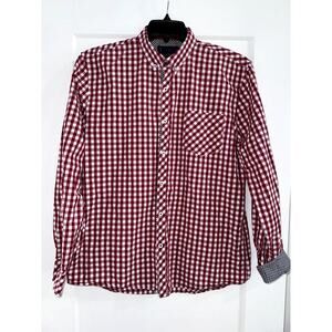 UG Purple Label Men’s XL Button Flip Cuff Shirt Red/White Check